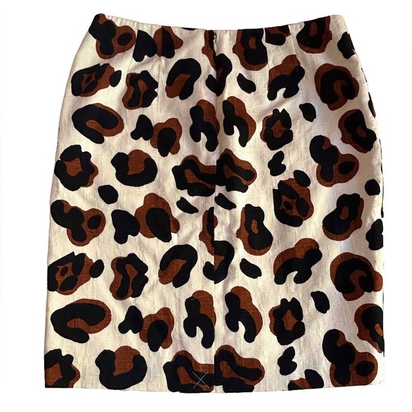 Talbots mob wife bold black and brown leopard print on white lined mini skirt - Picture 6 of 6